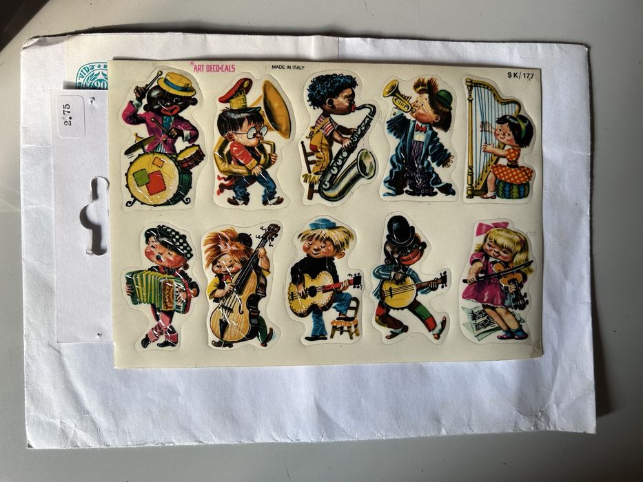 Pagela de autocolantes antigos