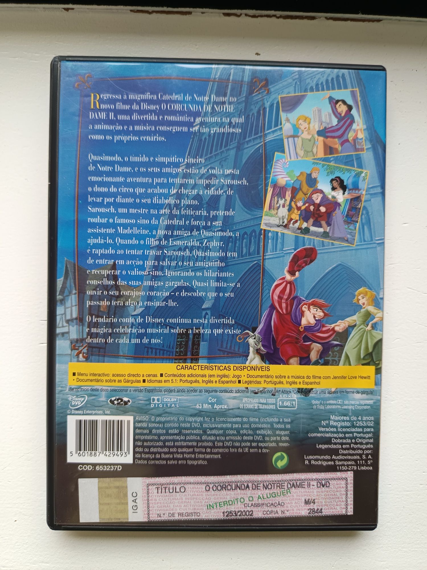 DVD Disney o corcunda de nôtre Dame 2