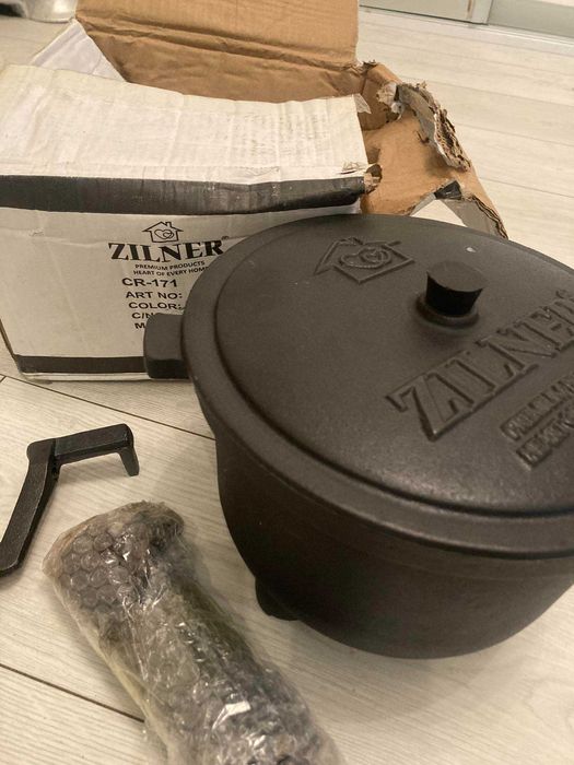 Kociołek żeliwny nowy 12 litrów