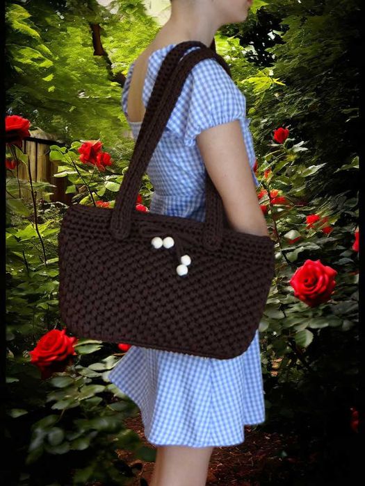 Torebka ze sznurka wykonana ręcznie na szydełku TS013 handmade