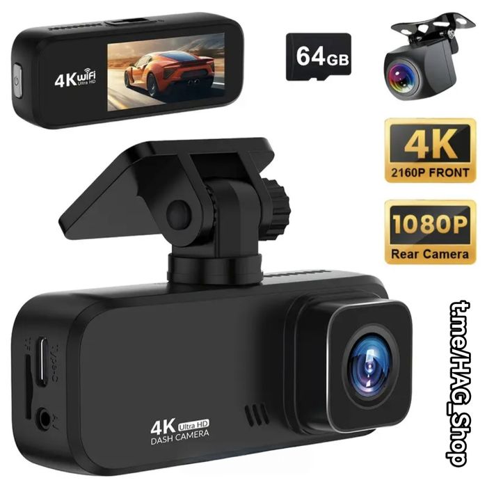 PREMIUM! Відеореєстратор 4К IPS дисплей дві камери карта пам'яті ULTRA