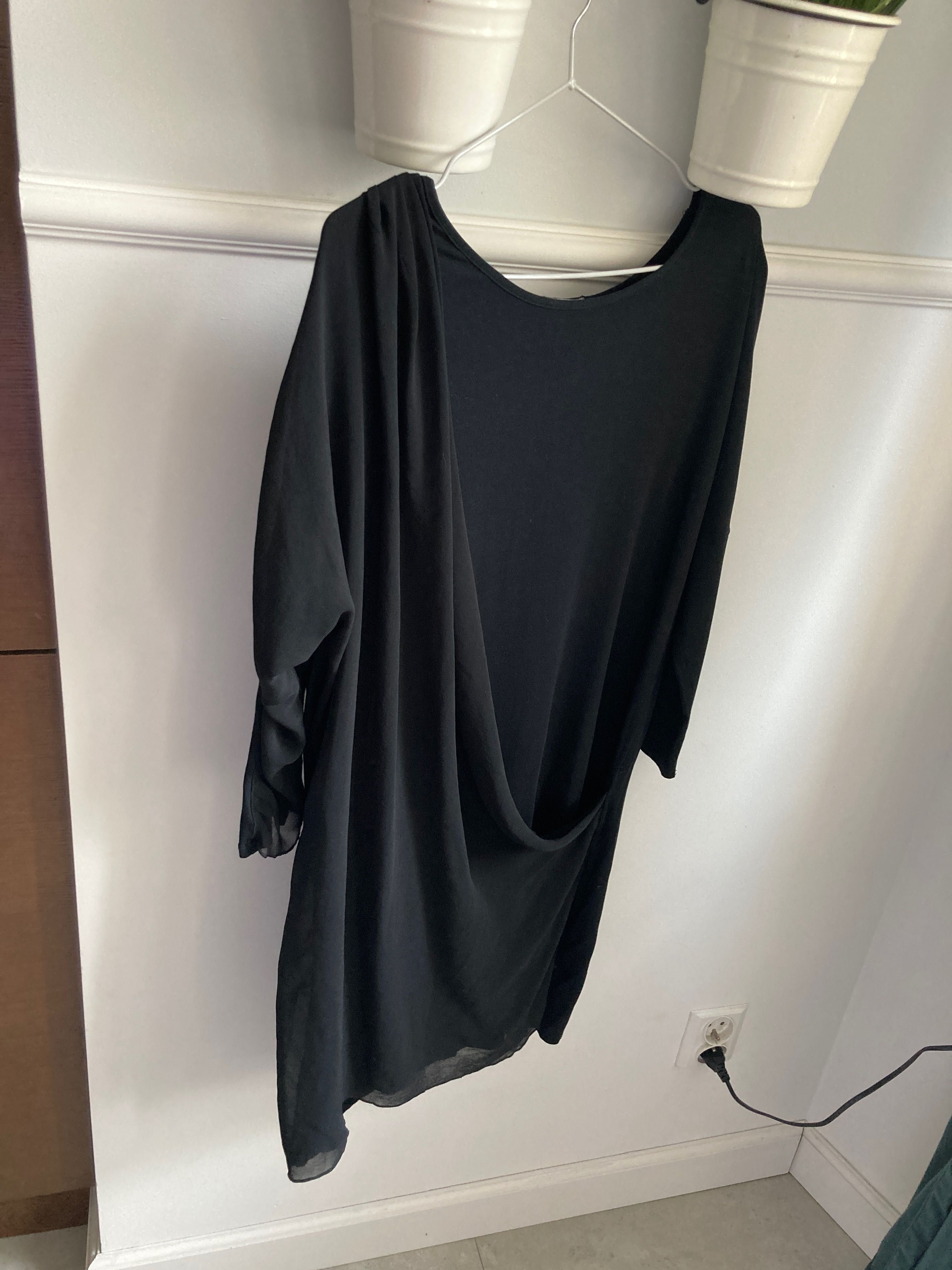 Intimissimi czarna luźna tunika sukienka nietoperz łączone materiały
