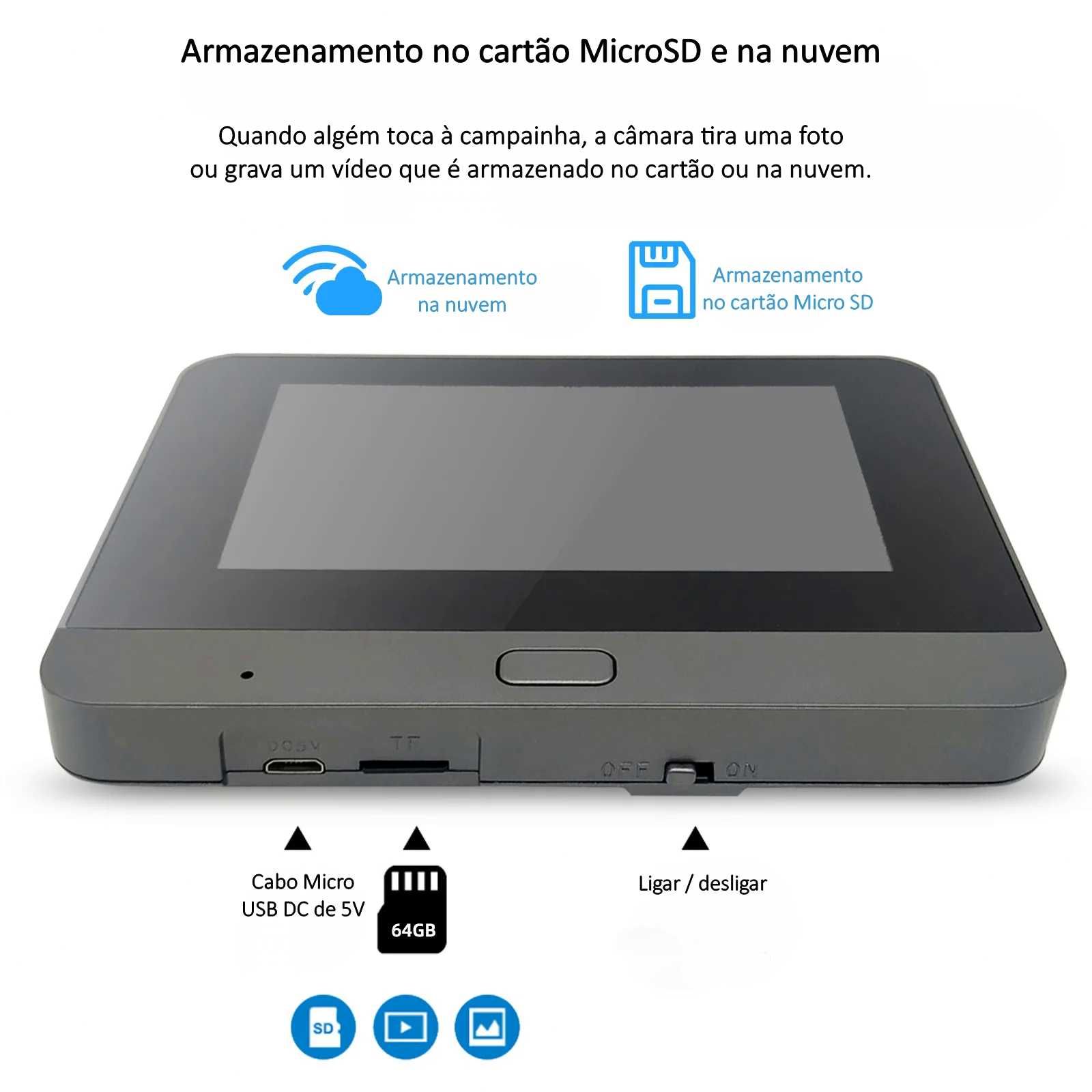 Vídeo Porteiro Tuya * Sem Fios * WiFi * Ecrã Tátil de 4.3 Polegadas