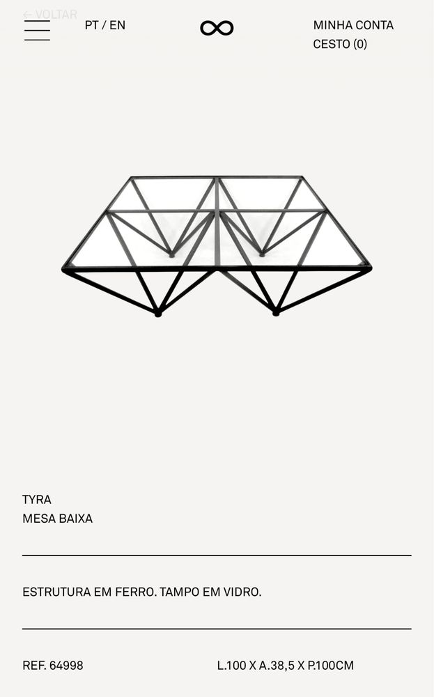 Mesa vidro Area Store modelo Tyra