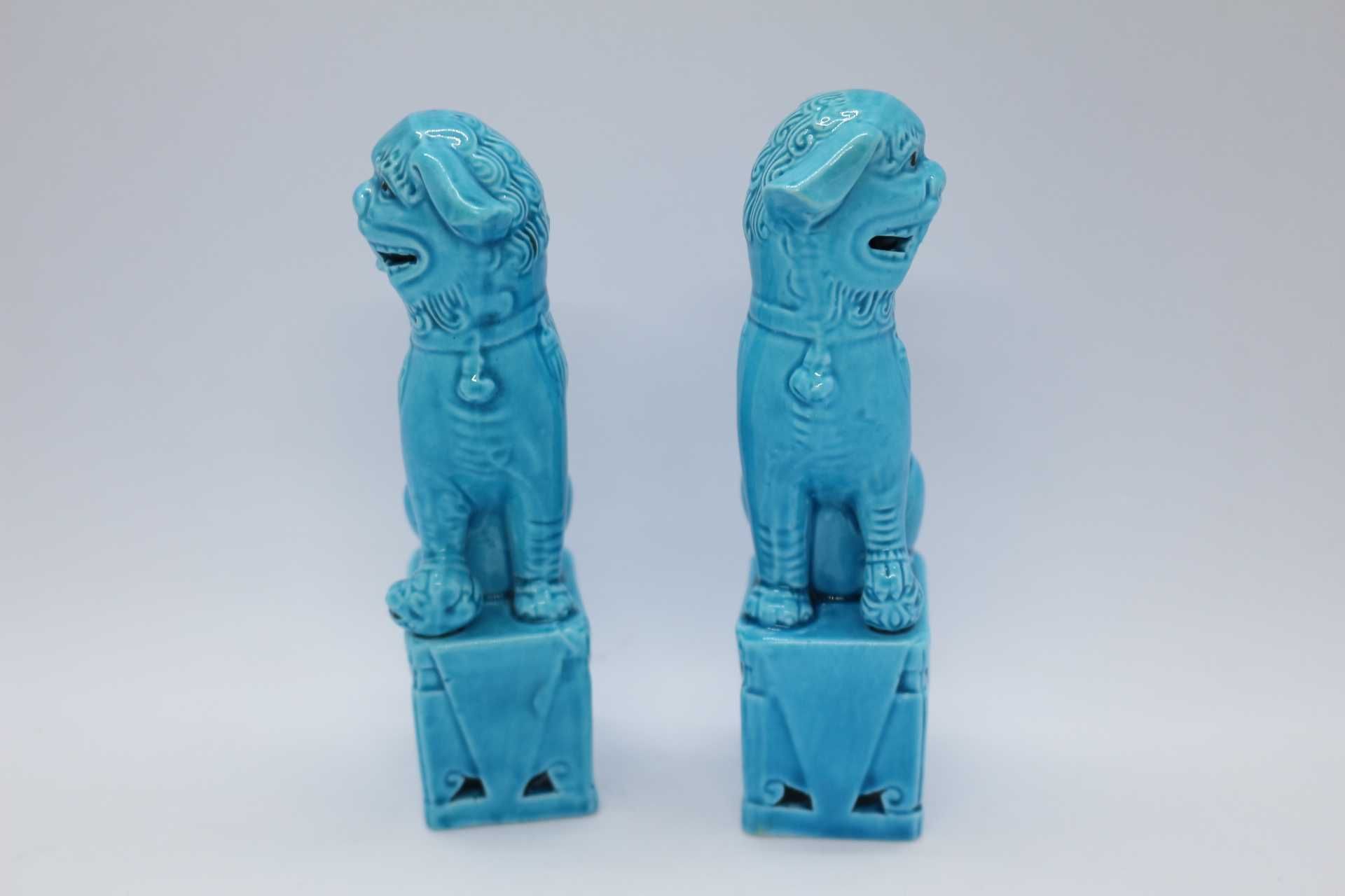 Par de Cães Foo 11,5 cm Porcelana Chinesa XX