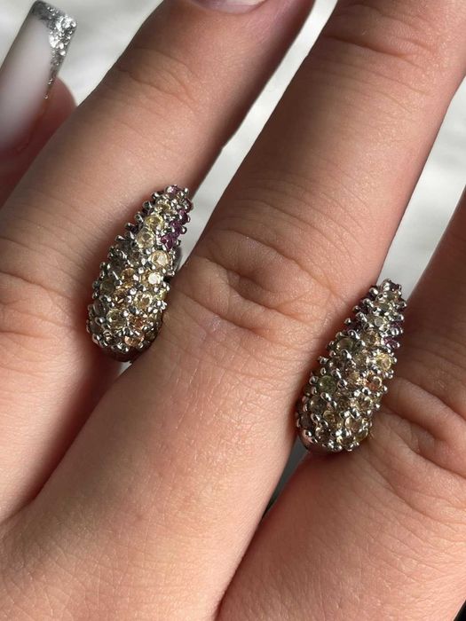 Серебряные серьги с цветным сапфиром
