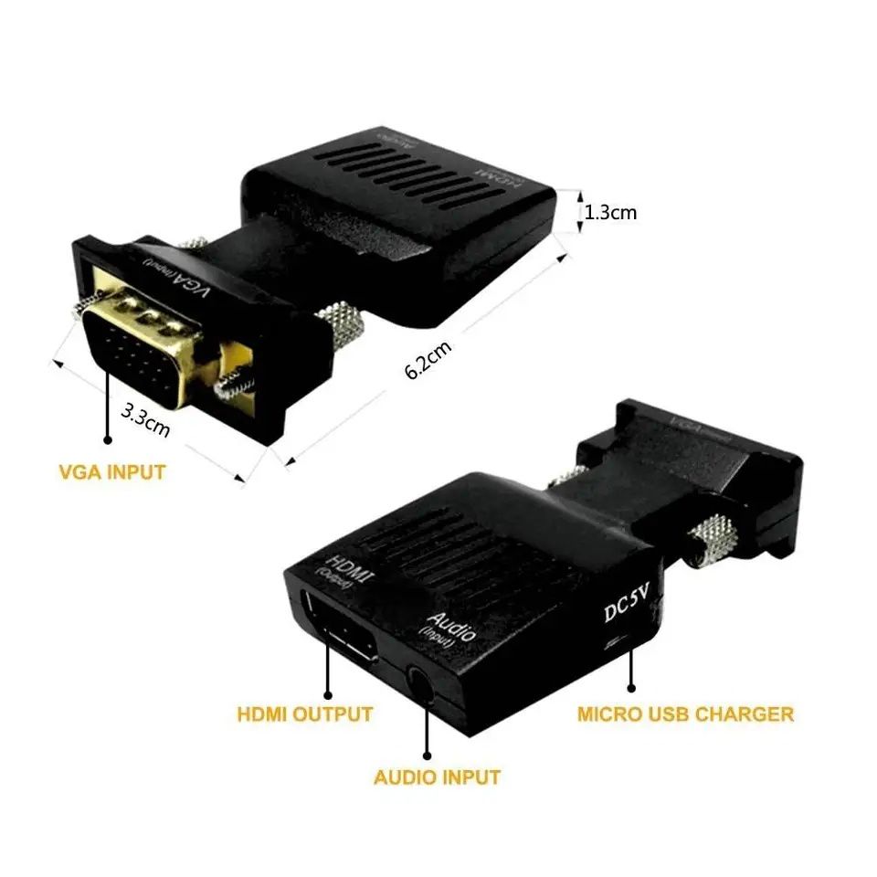 Адаптер VGA на HDMI со звуком и питанием