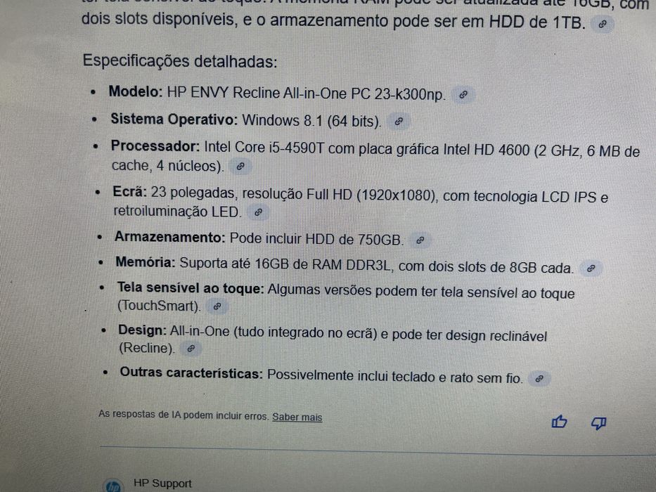 HP Envy Recline  pro AIO 23-k300np