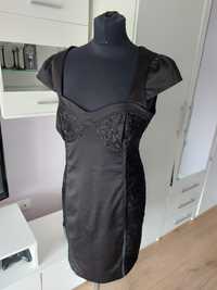 Mala czarna z koronką sukienka 46 dunnes