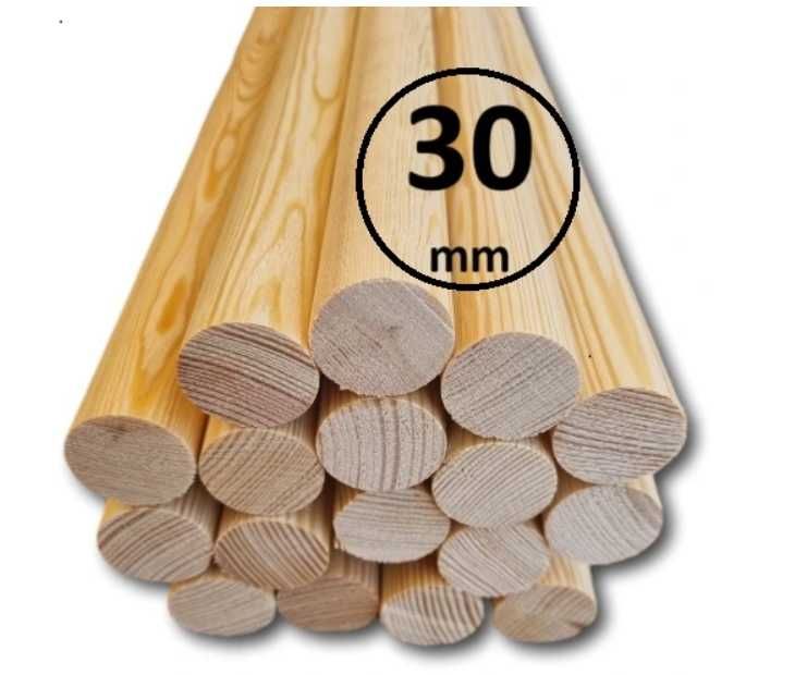 Wałek drążek kij kołek sosnowy drewniany fi 30 mm