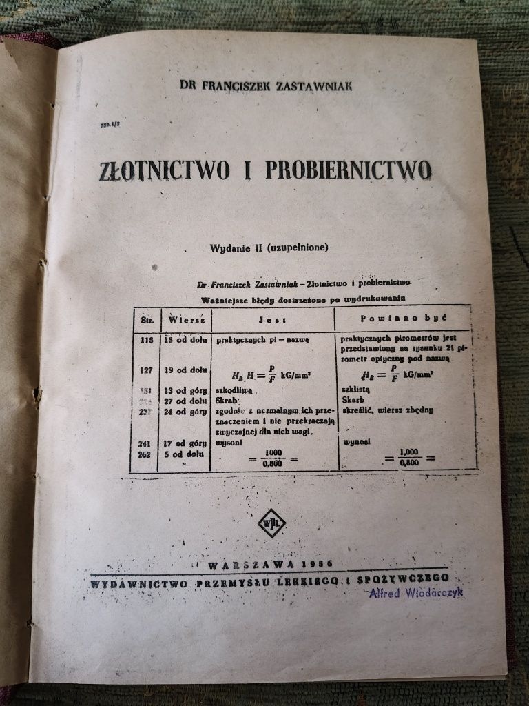 Złotnictwo i probiernictwo - Franciszek Zastawniak 1956