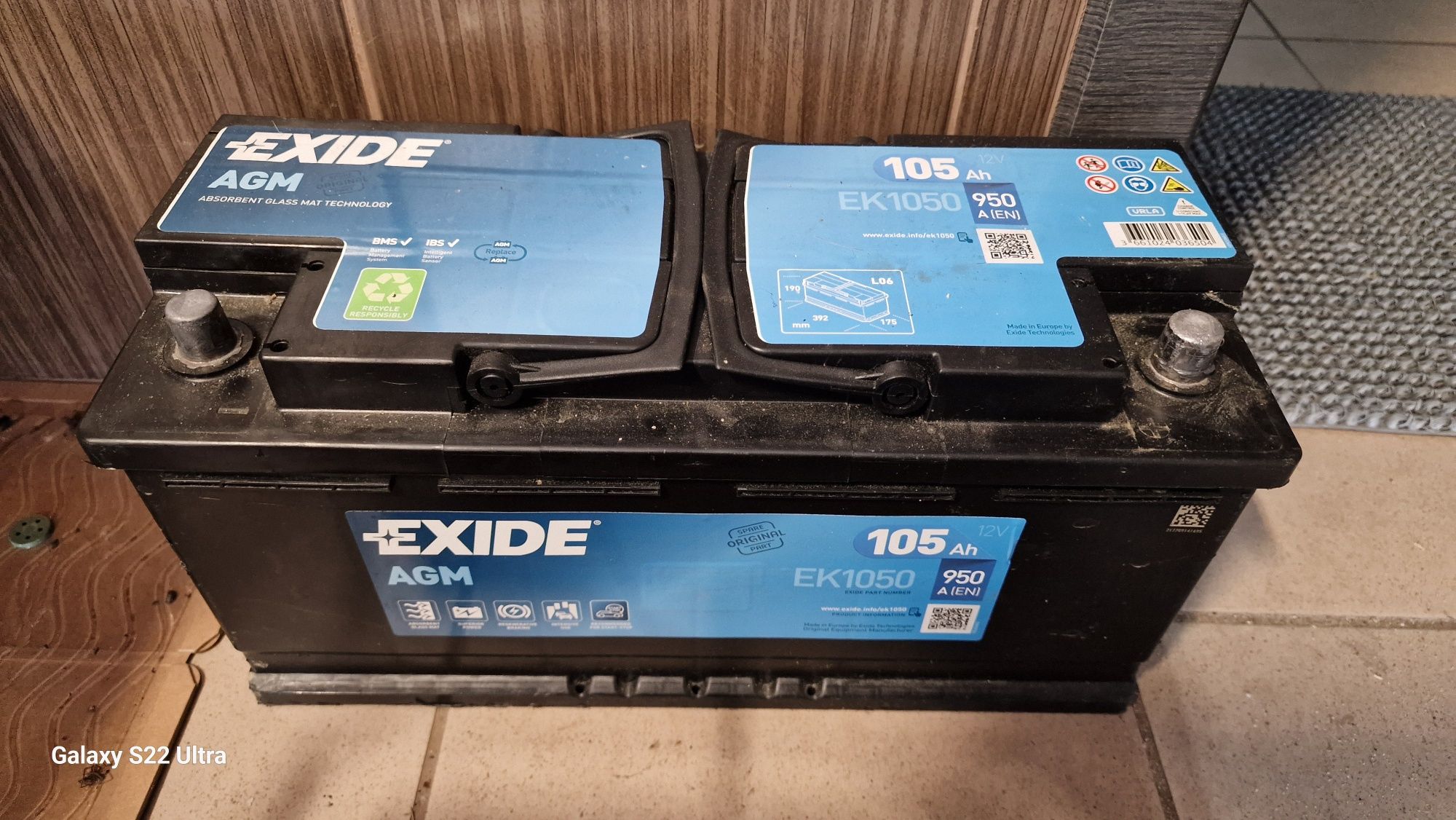 Akumulator Exide Start Stop EFB 105Ah 950A PRAWY PLUS