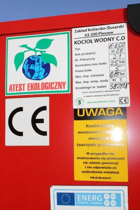 KOTŁY 25 kW do 250m2 Kocioł z PODAJNIKIEM Piec na EKOGROSZEK