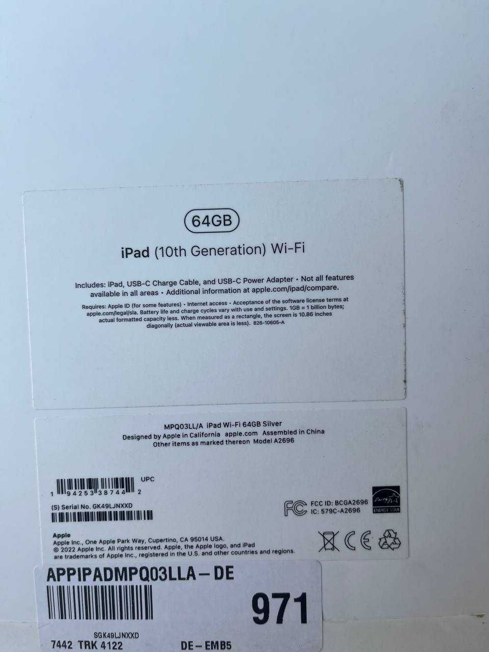 Планшет Apple iPad 10 10.9" Retina 64Gb Wi-Fi Silver 2022