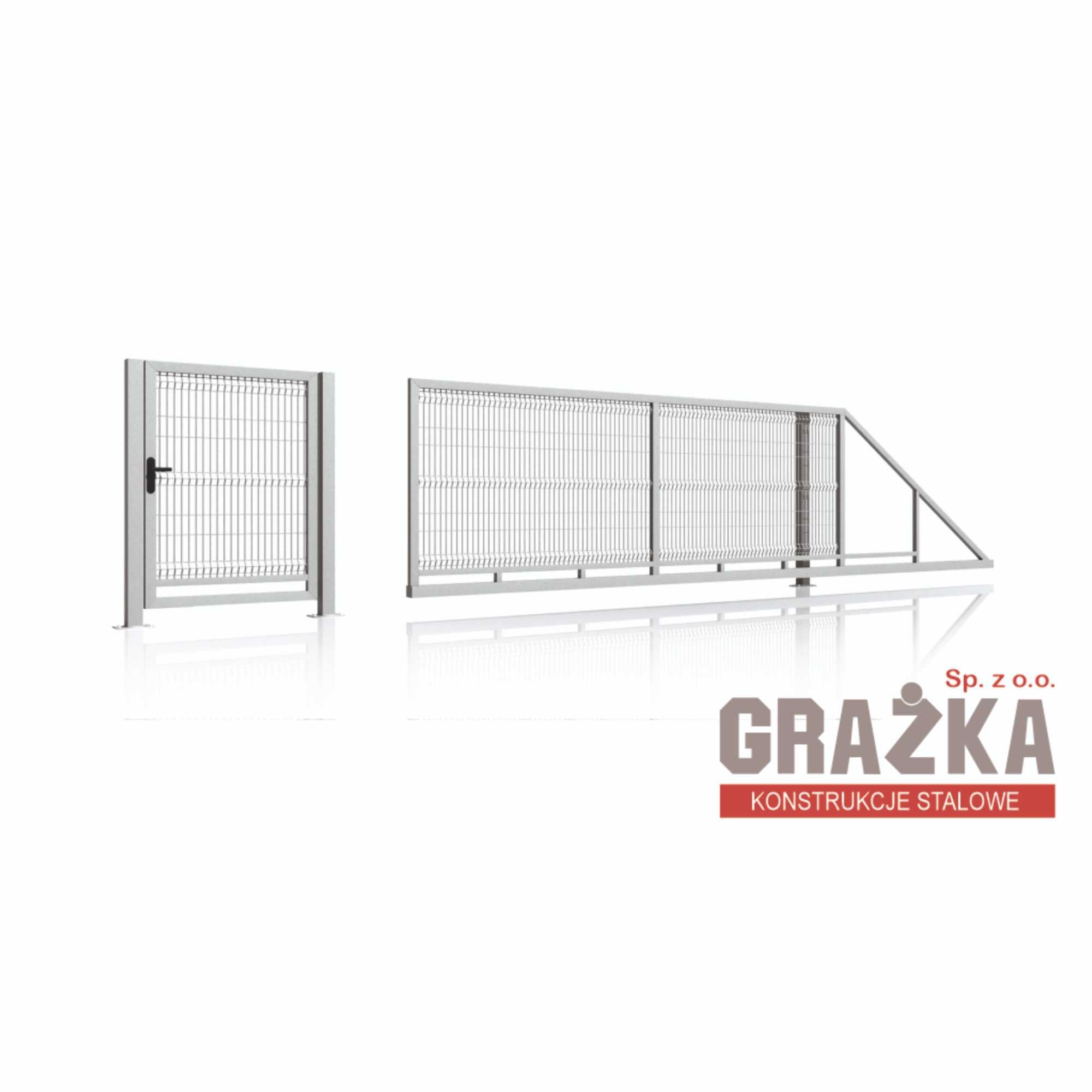 Brama przesuwna samonośna 4,00 m z siatką OCYNKOWANA