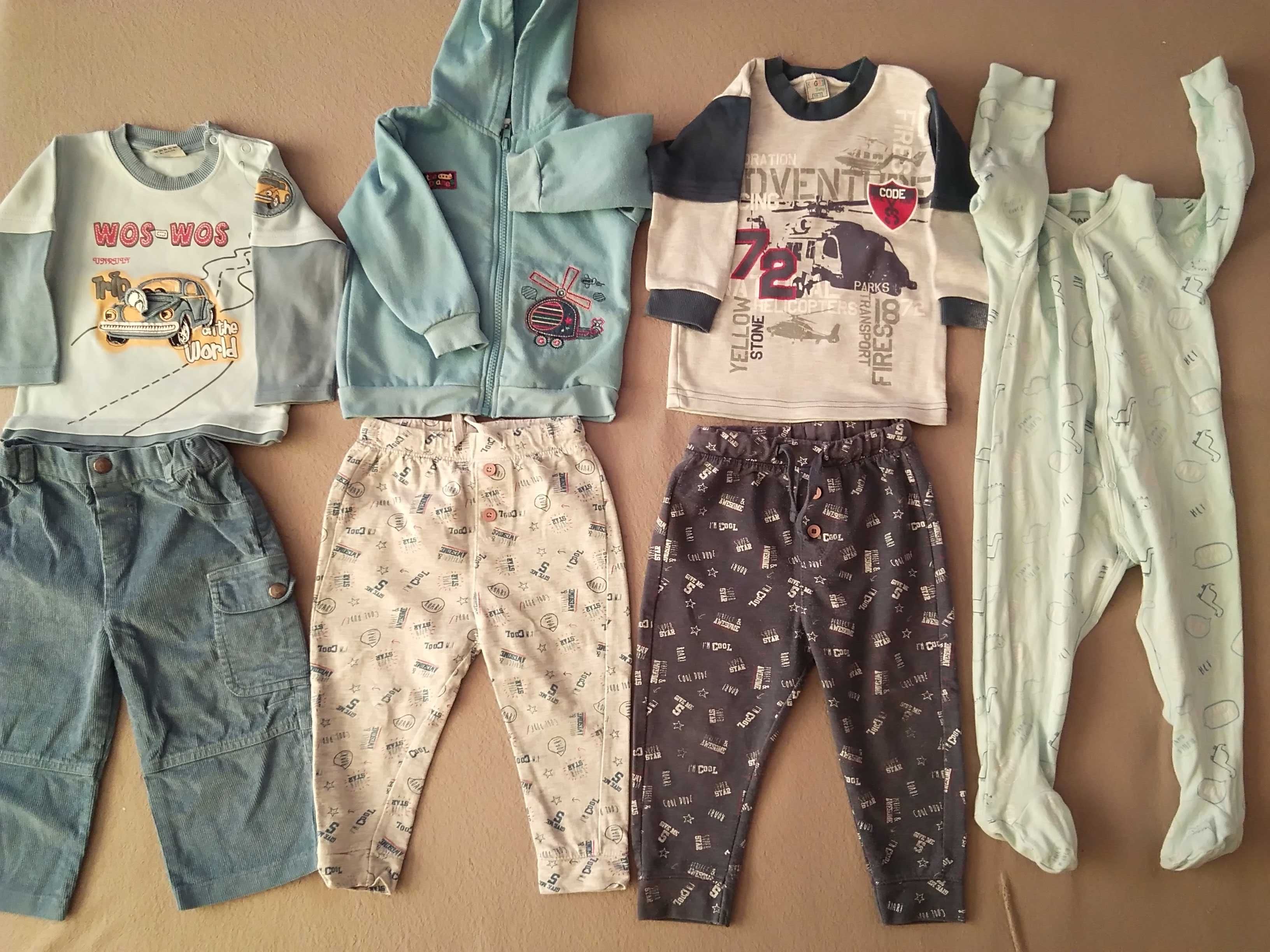 Spodnie i bluzy dla chłopca r.86-92, 13 sztuk