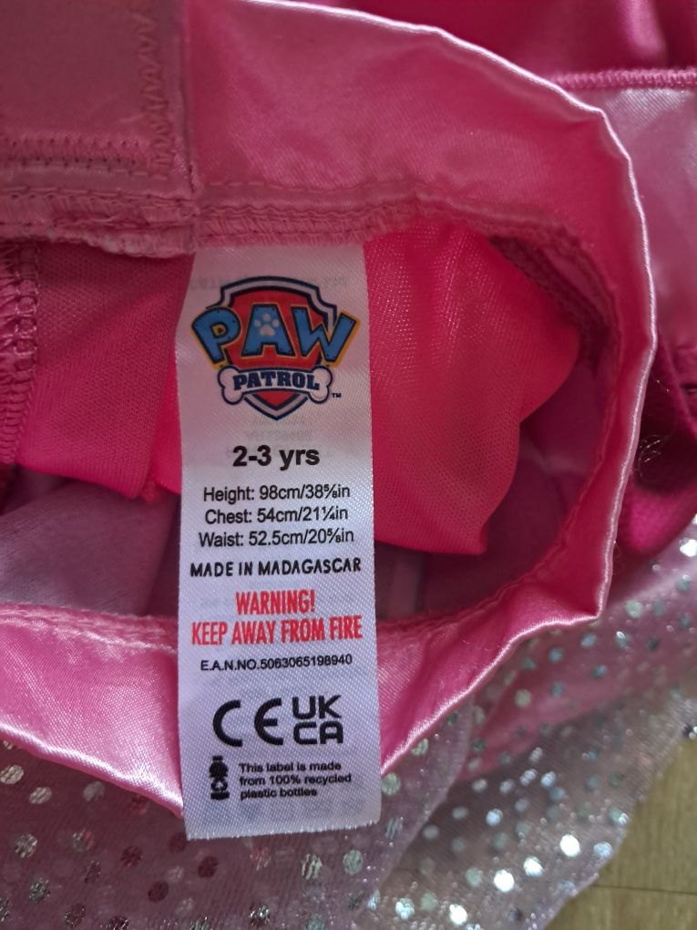 Skye paw psi patrol sukienka strój przebranie 98, 2-3 lata