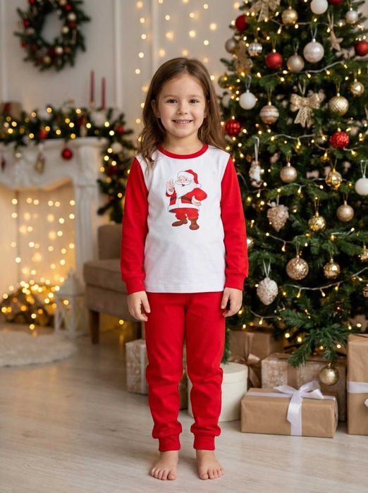 Утеплена Новорічна піжама для хлопчиків та дівчат 74-104 см з начісом
