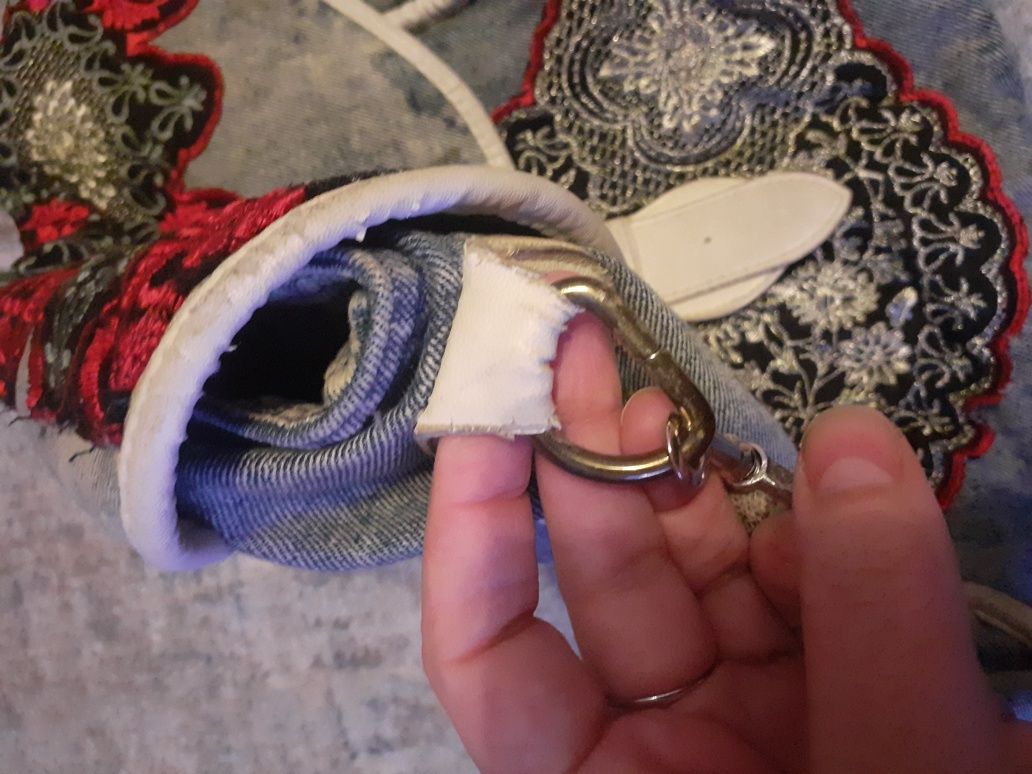 Torebka dżins naszywki hand made tanio