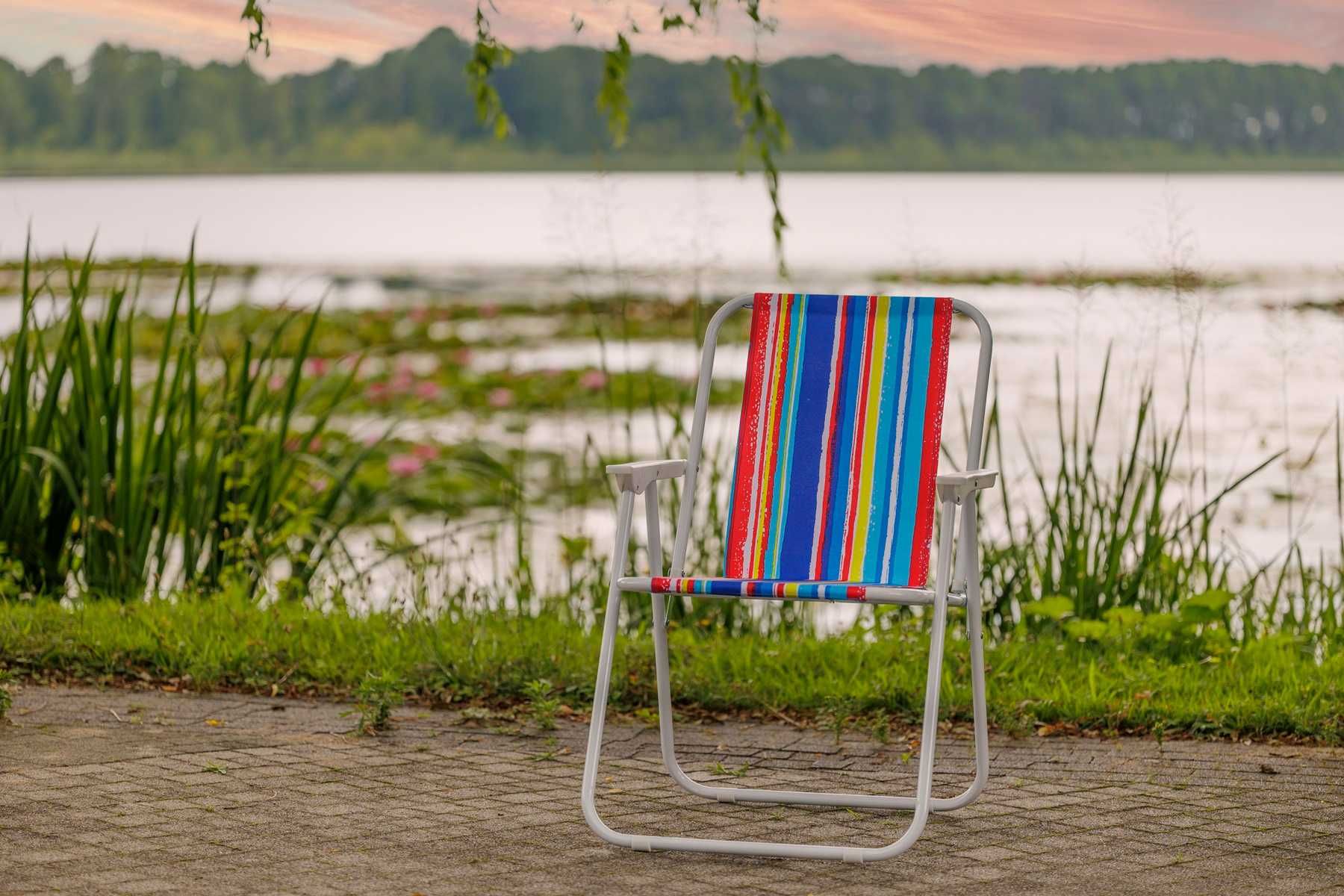 KRZESŁO PLAŻOWE Turystyczne SKŁADANE Fotel Leżanka