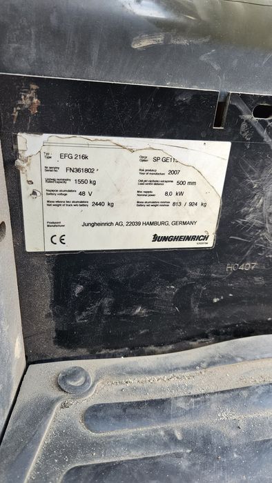 Wózek Widłowy Jungheinrich EFG 216K triplex Przesuw boczny elektryczny