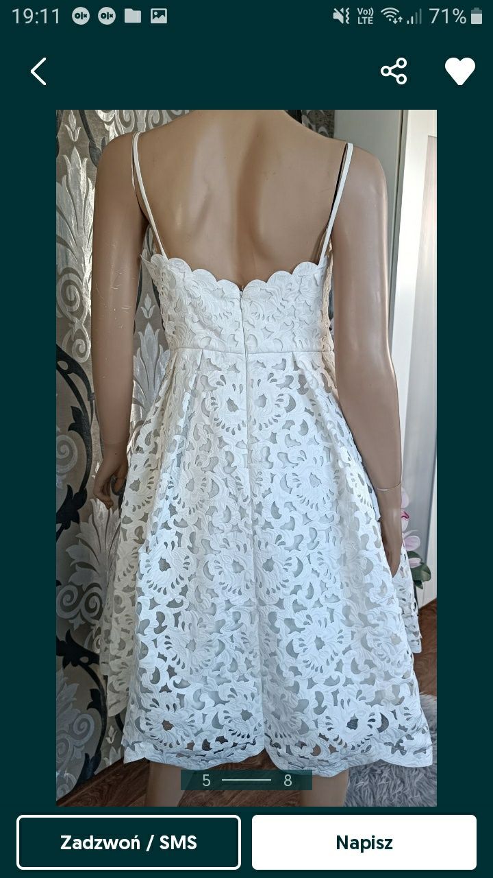 Chi Chi sukienka biała ażurowa elegancka koronka
