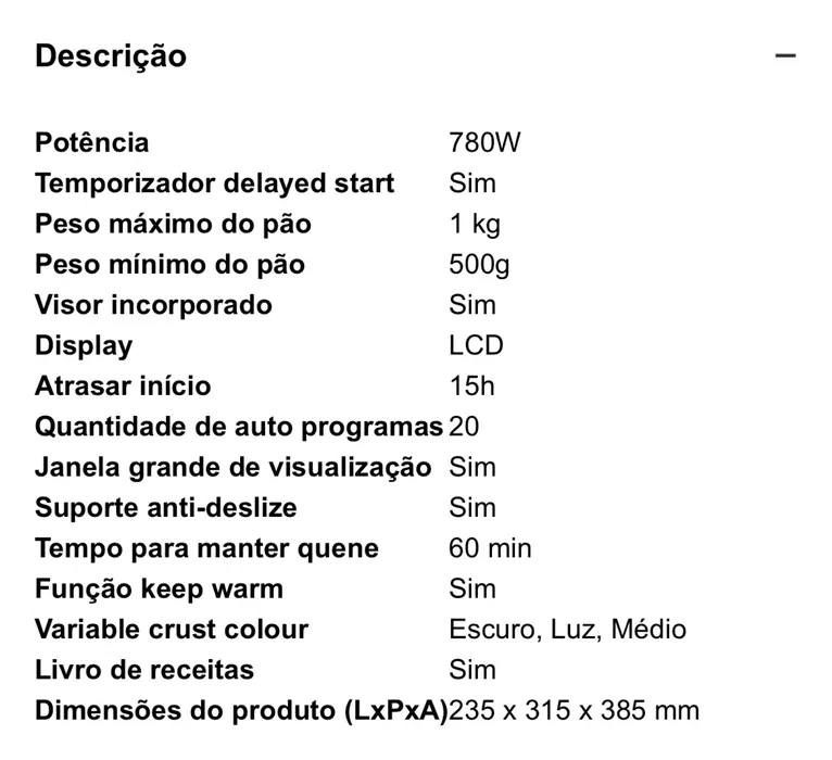 Máquina de pão kenwood BM450