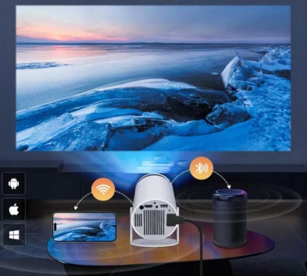 PROJEKTOR RZUTNIK Android TV WiFi UHD 4K Przenośny Smart Głośnik