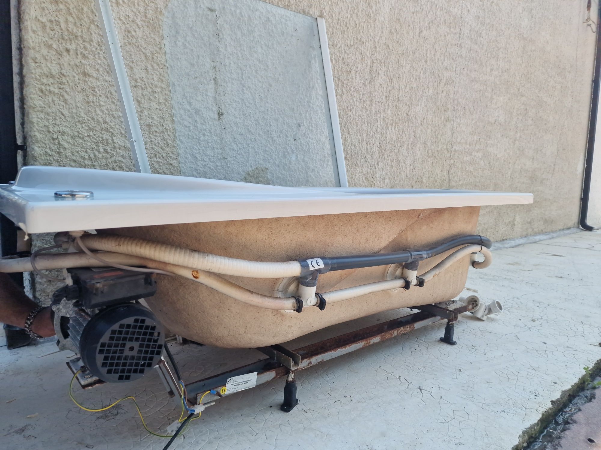Banheira de hidromassagem+vidro+painel frontal+torneira