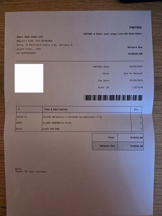 Wkrętarka akumulatorowa (nowa)