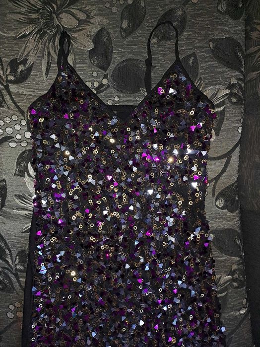 Блискітки пайетки, платье коктейльное, короткое