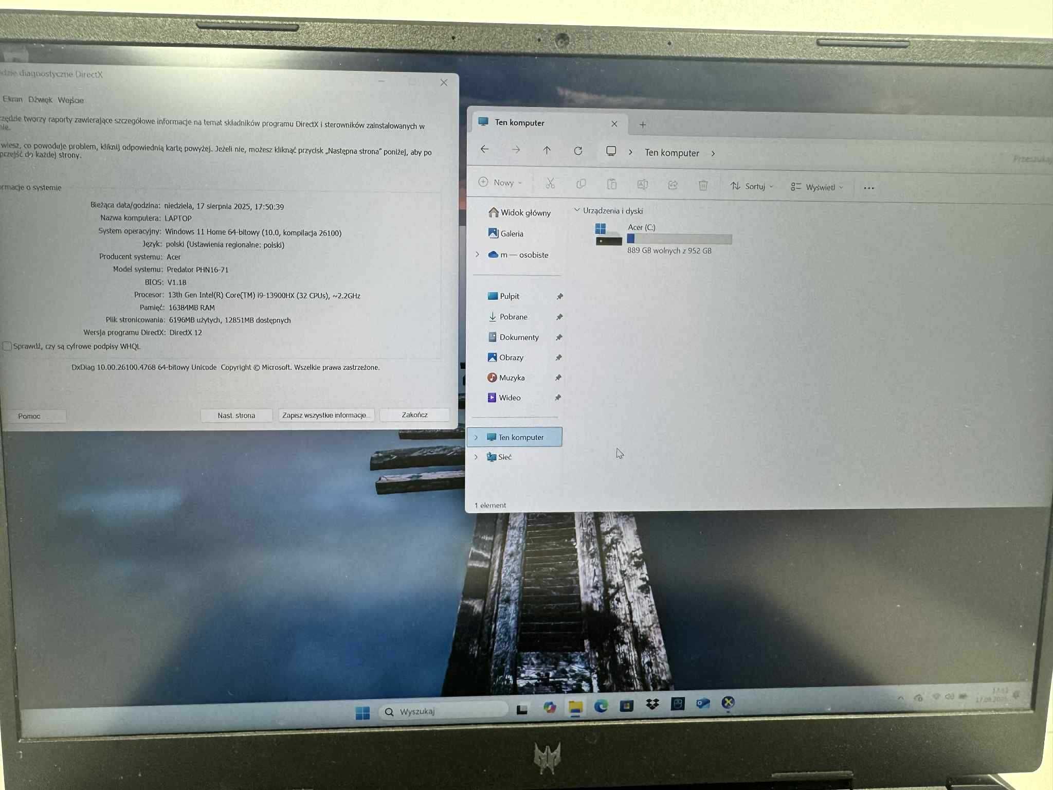 laptop predator helios neo 16 16" i9-13900hx 16gb/1tb rtx 4060 komplet