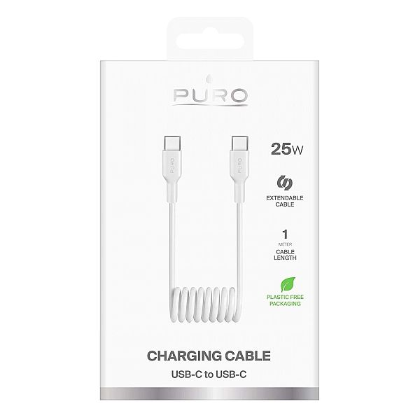 Kabel spiralny Puro 25W USB-C - USB-C 1m - biały