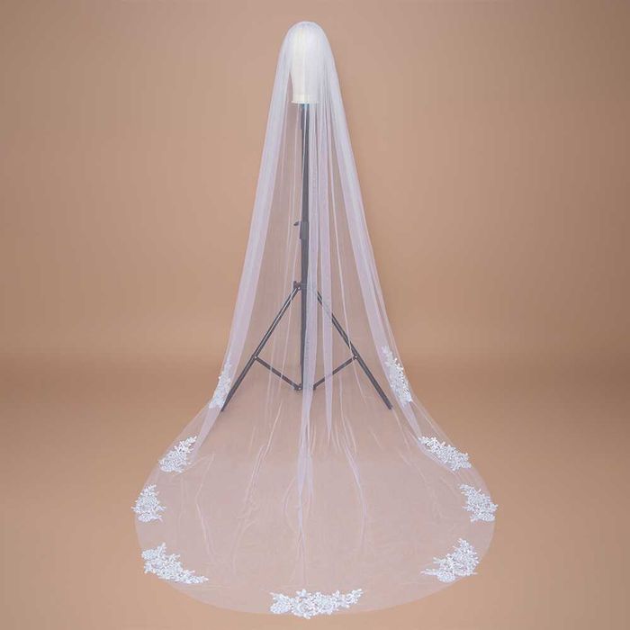 Welon ślubny długi katedralny 3m - ivory (śmietanka)