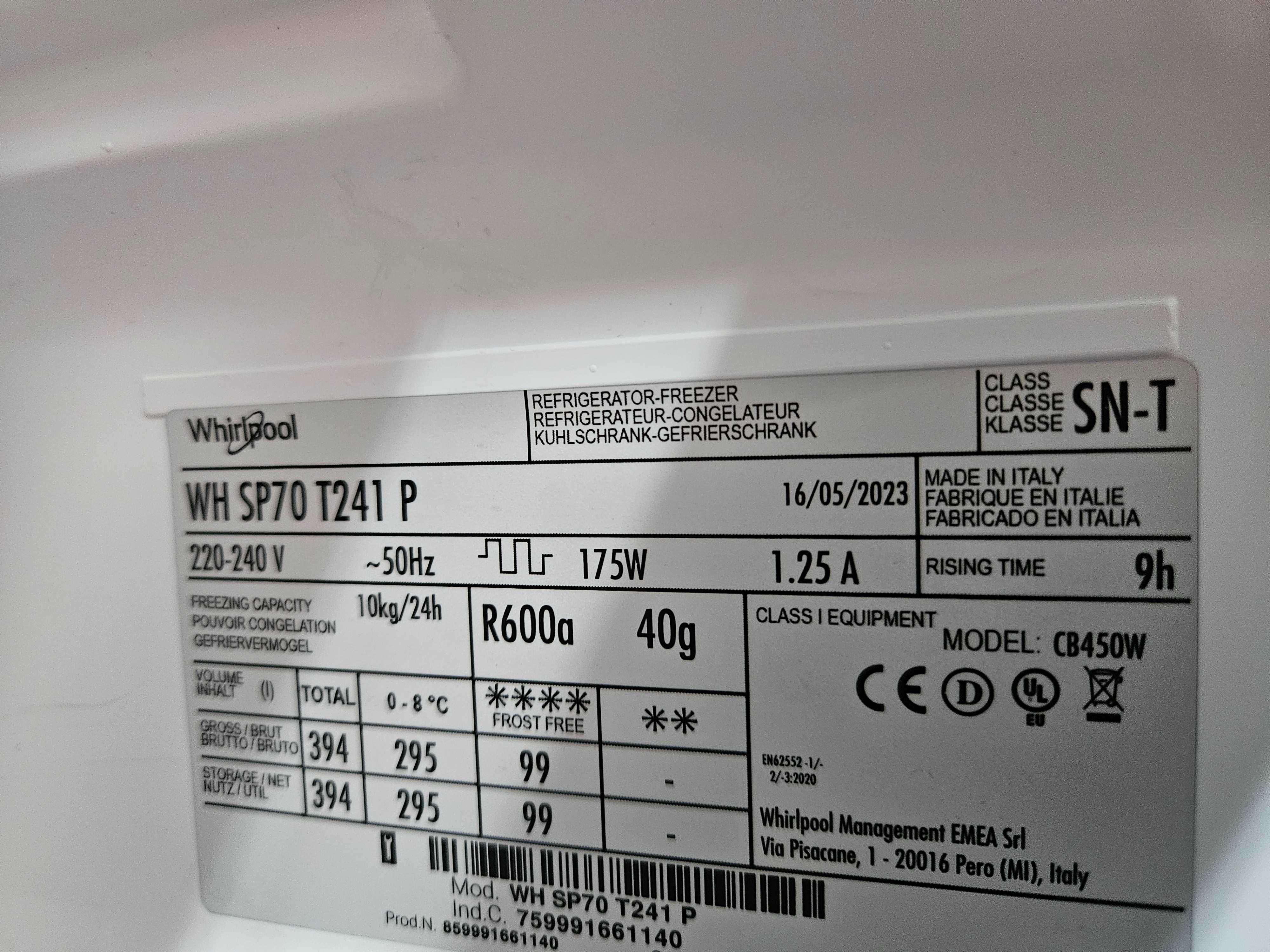 Whirlpool chodziarko-zamrażarka do zabudowy WH SP70 T241 P nowa