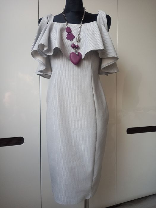 Sukienka KeïKeï Pretty 40, L szara srebrna bez rękawów elegancka