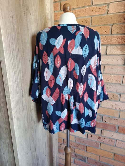 koszula damska  granatowa w liście Brakeburn 20 100% modal plus size o