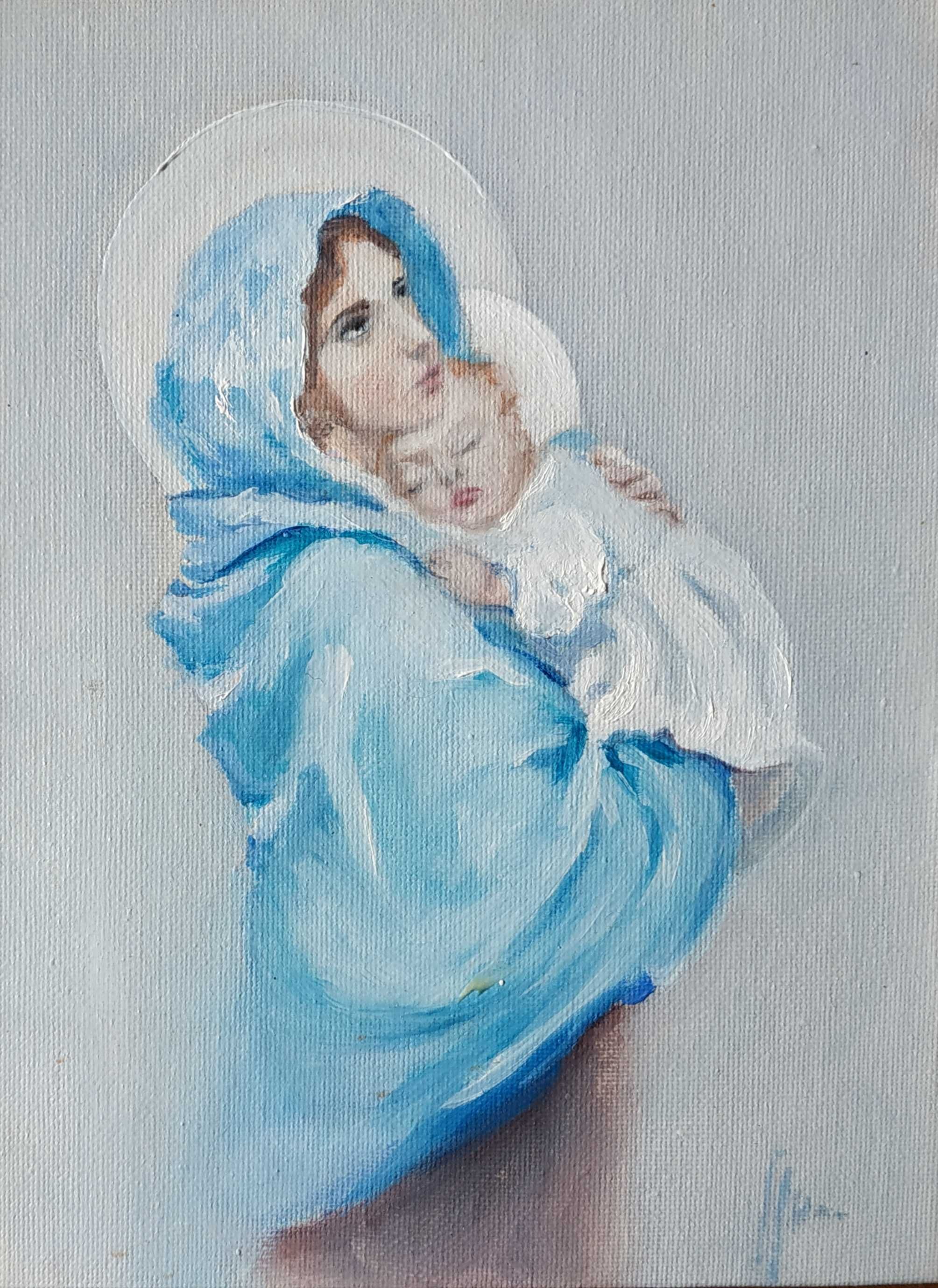 Obraz w ramce z wizerunkiem - Maryja z dzieciątkiem Jezus