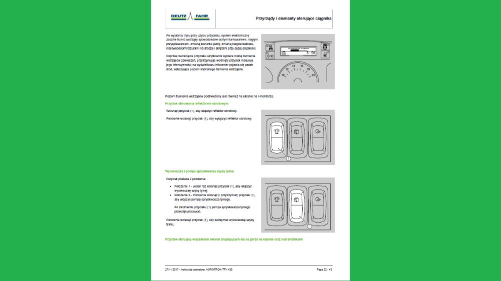 Deutz Fahr Agrotron TTV 430 instrukcja obsługi po POLSKU