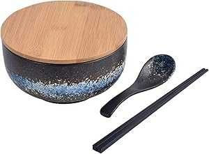 Miska Ceramiczna Porcelanowa Do Ramen Zestaw z łyżkami i pałeczkami