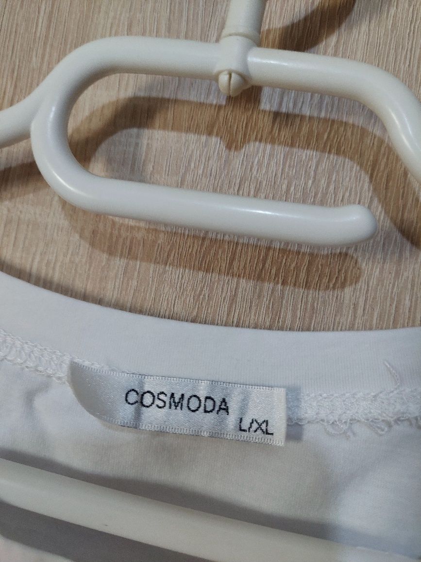 Biała koszulka basic *L/XL* Cosmoda bawełna napis Jadore