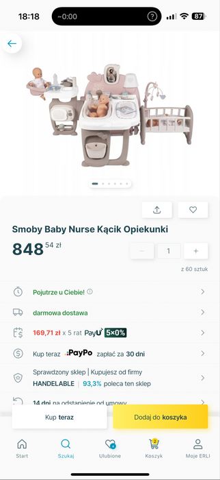 Smoby kącik opiekunki z dodatkowym krzesełkiem