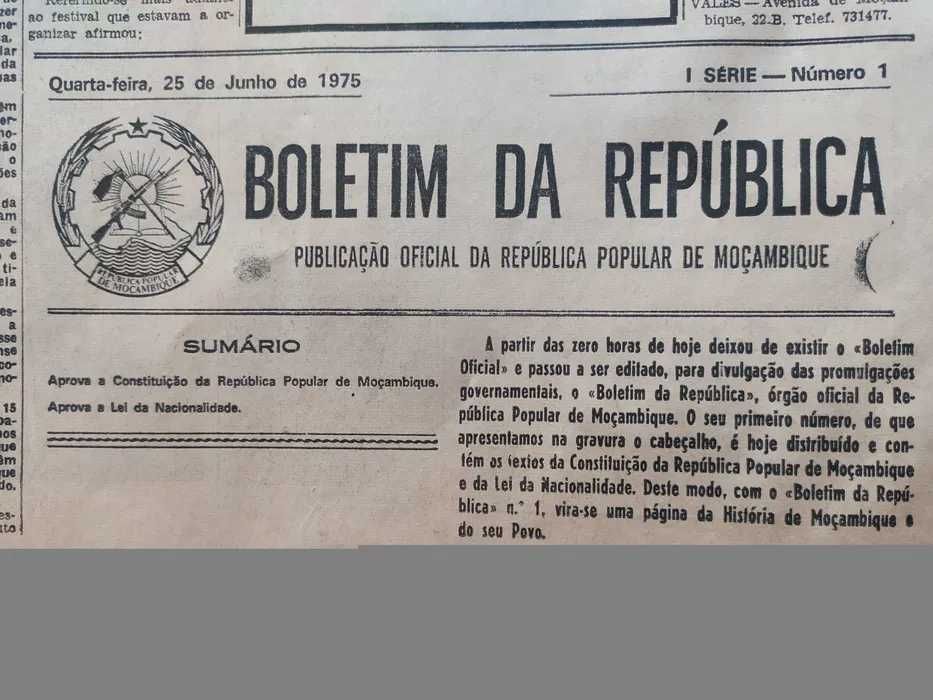 NOTÍCIAS Jornal moçambicano 25/06/1975 (1º dia da Indep. Moçambicana)