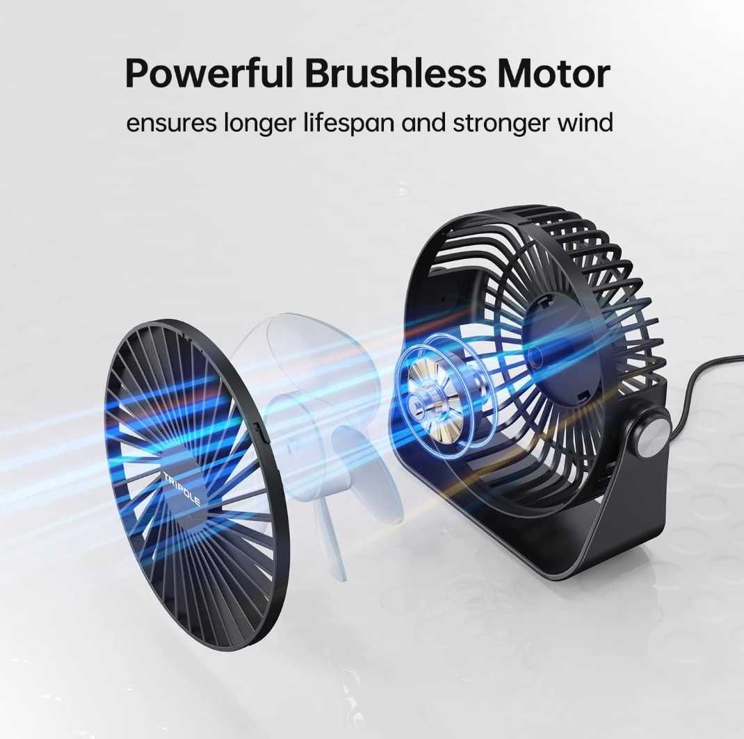 Wentylator stołowy TRIPOLE DESK FAN czarny, USB