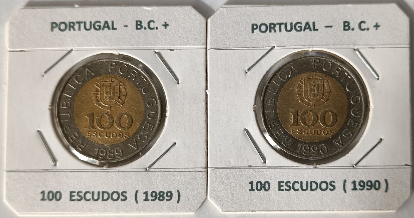 9 Moedas 100 Escudos  República Portuguesa  { Emissão corrente Anual}