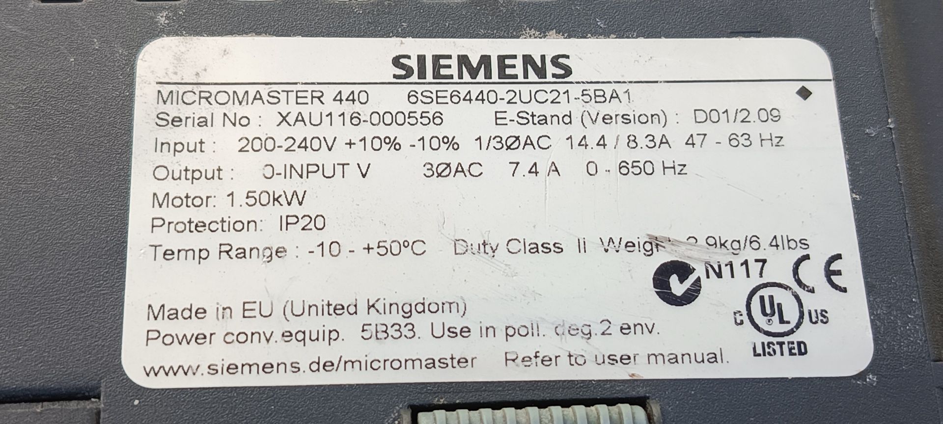 Falownik Simens Miromaster 440 1,5 kW