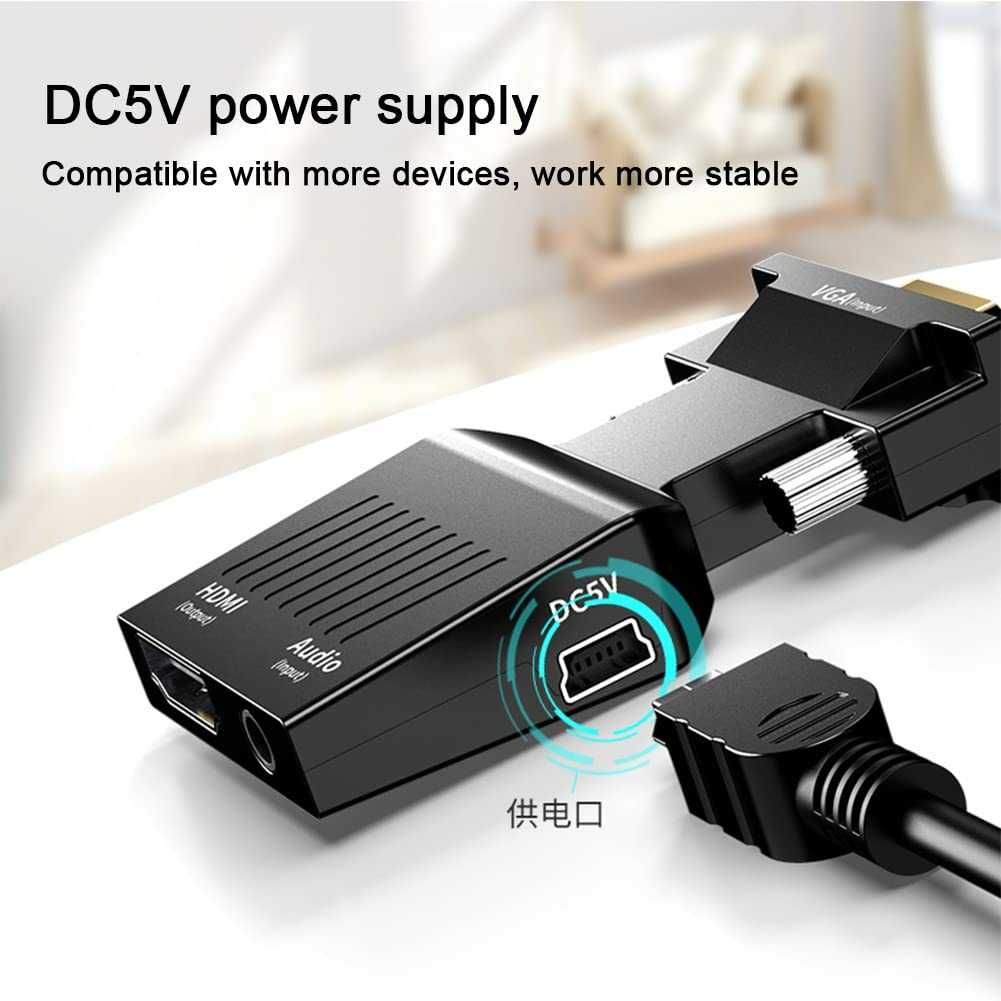 Adapter VGA na HDMI z kablem audio 3,5 mm, spp676