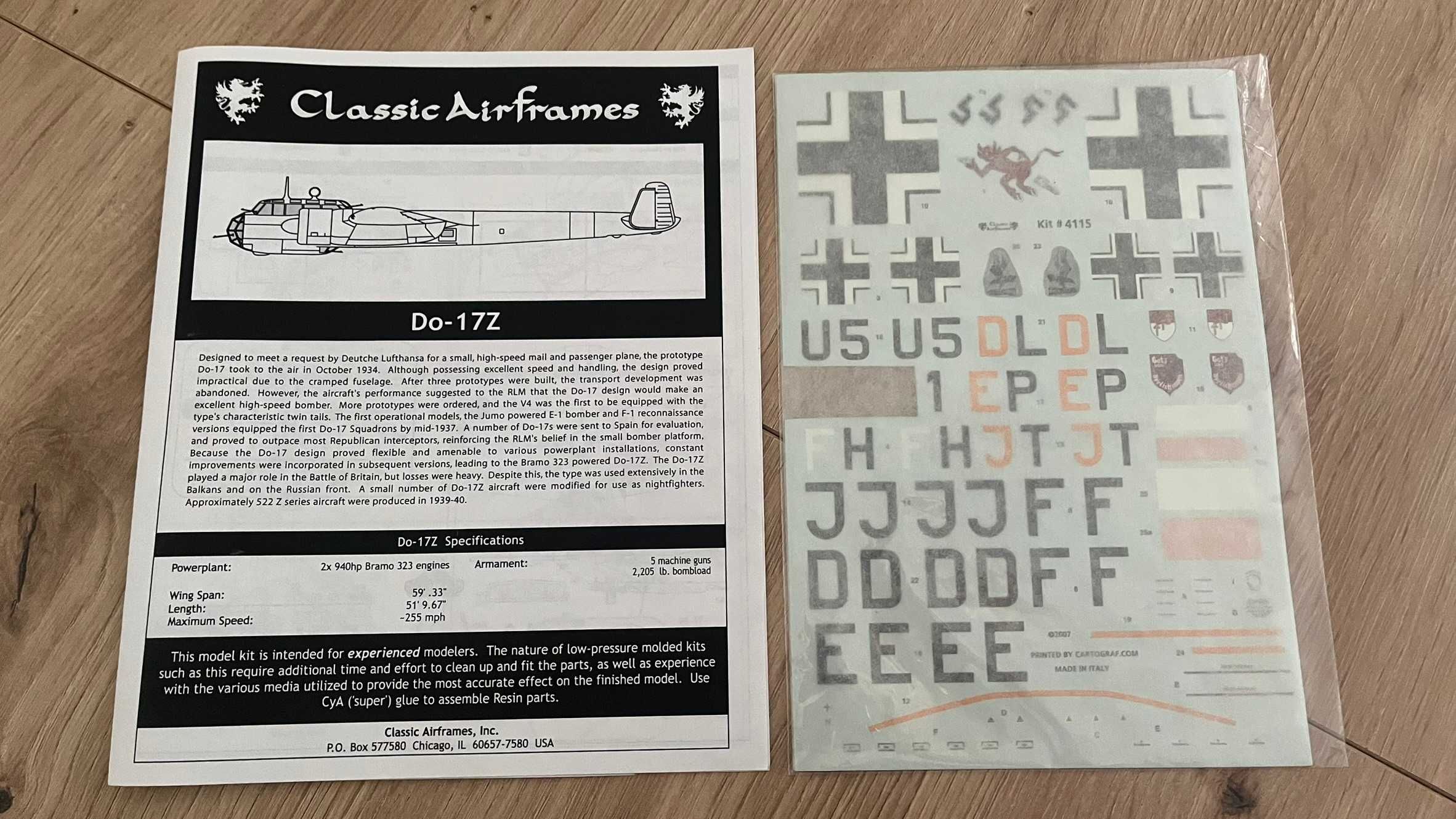 Classic Airframes 4115, Dornier Do-17Z