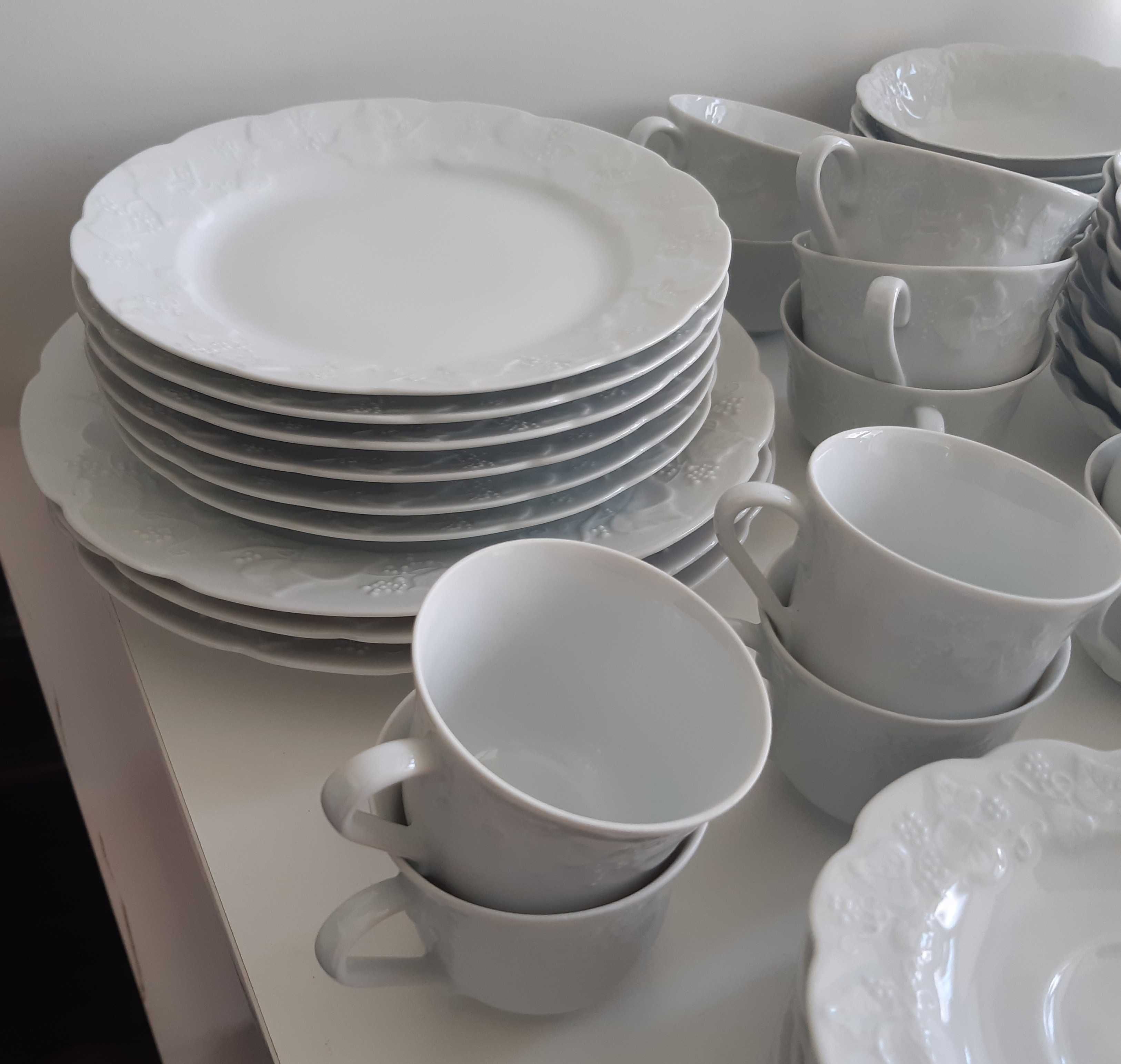 49 Peças Porcelana Lierre Sauvage CNP Serviço Branco Relevos Floridos