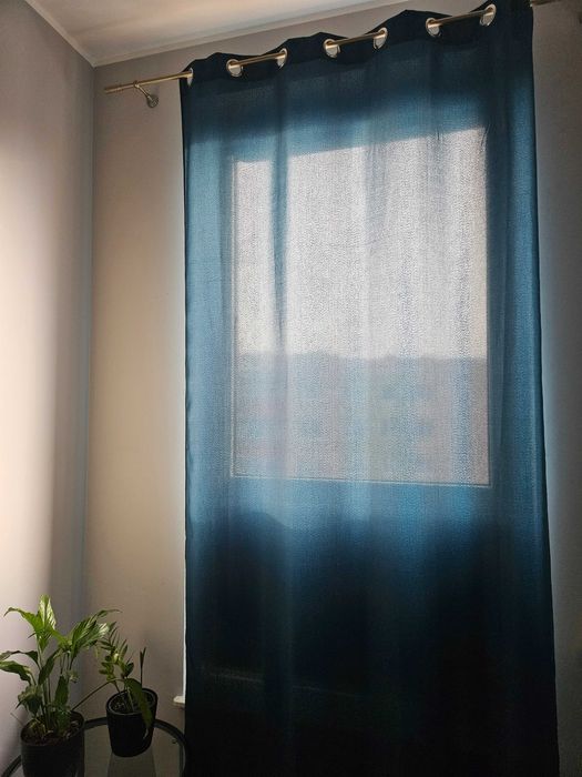 Zasłona 2 sztuki na okno szmaragd morskie 140 x 250 cm przelotki